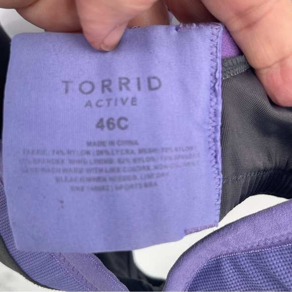 Torrid Womans Active Sports Bra Plus Size 46C gray  Purple Racerback Underwire - Picture 4 of 7